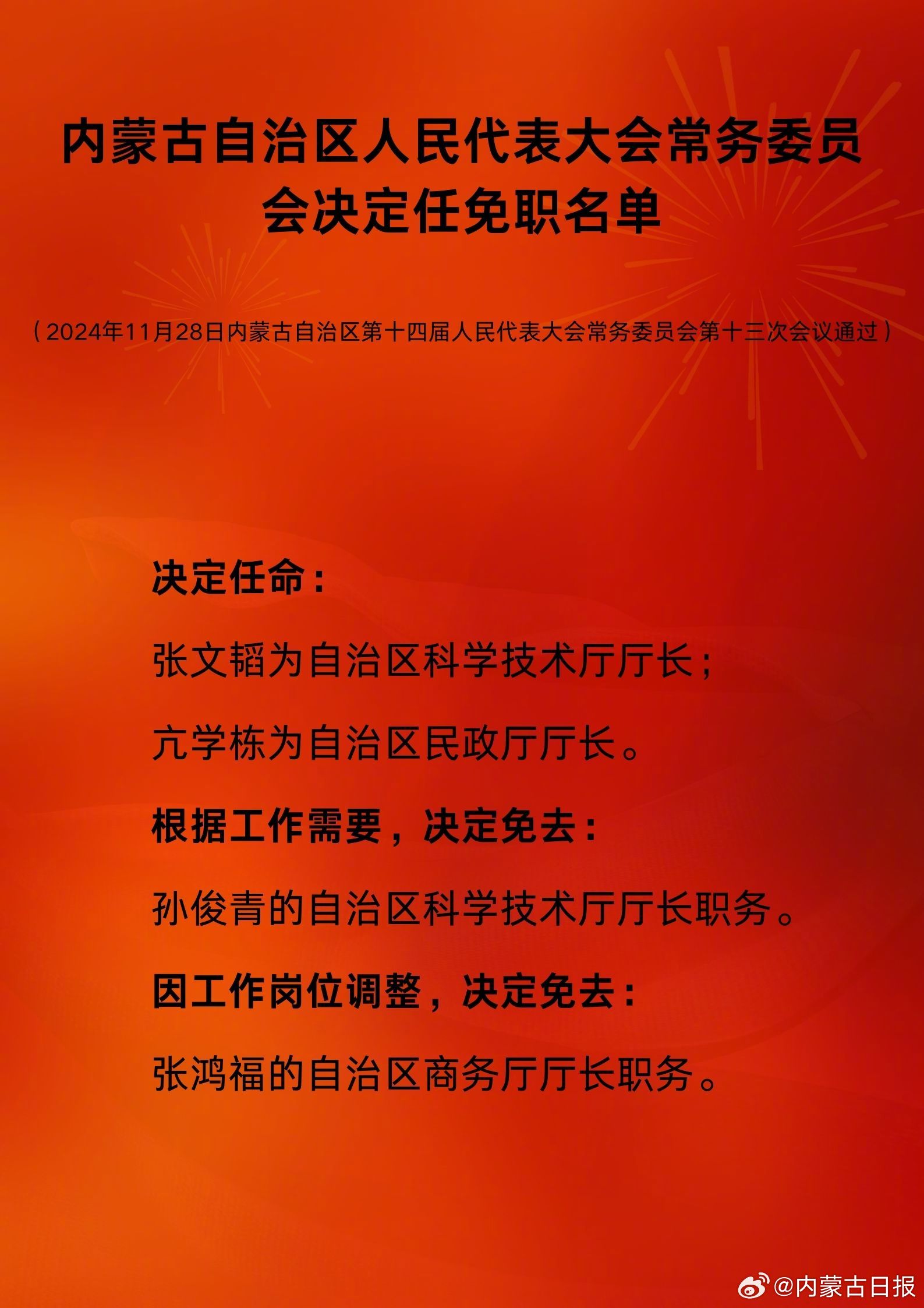 乌兰察布最新干部任命信息公布